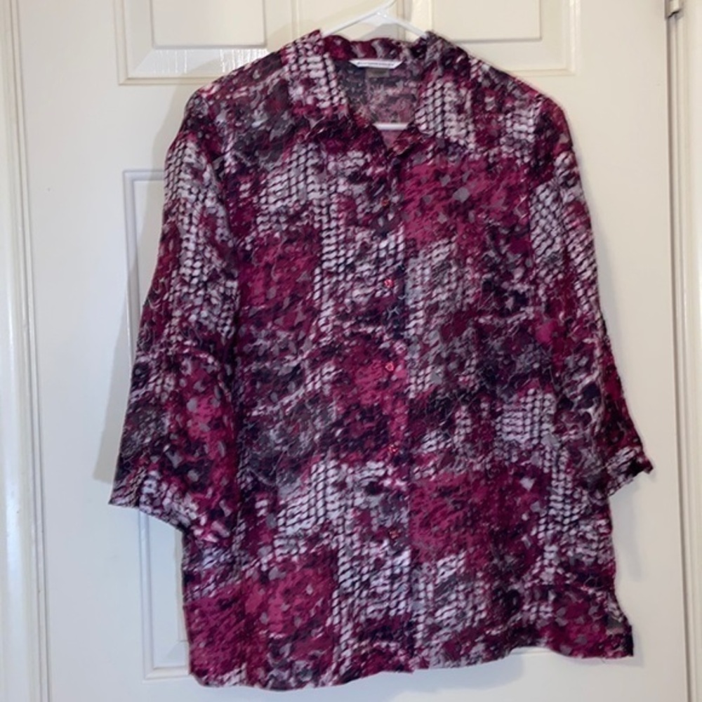 Allison Daley • Women’s Sheer Button Up Blouse or lightweight jacket • Size 12 - Picture 2 of 6